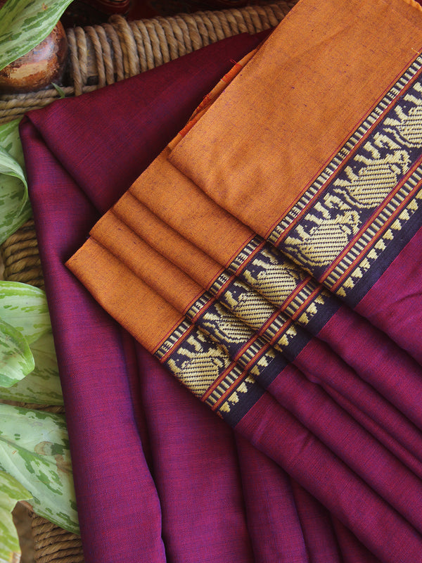 Magenta Narayanpet Mercerized Cotton Saree