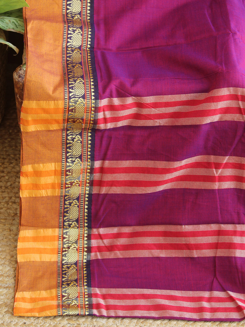 Magenta Narayanpet Mercerized Cotton Saree