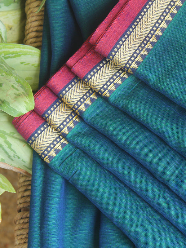 Teal Narayanpet Mercerized Cotton Saree