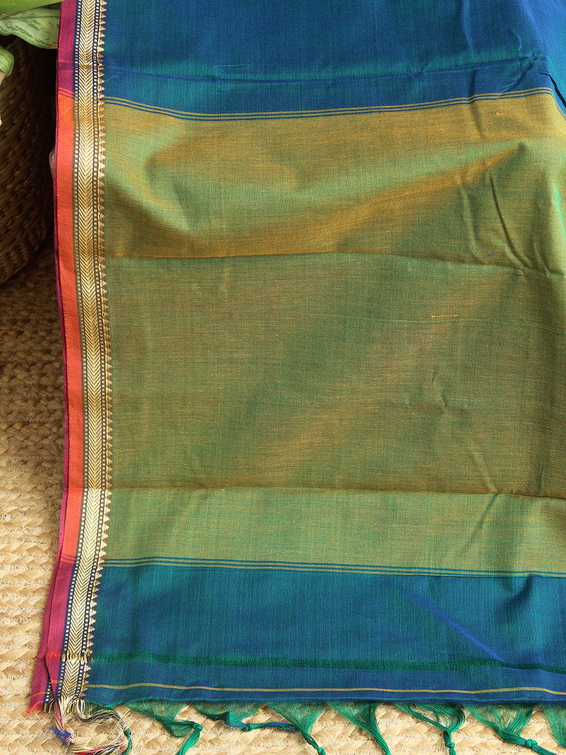 Teal Narayanpet Mercerized Cotton Saree