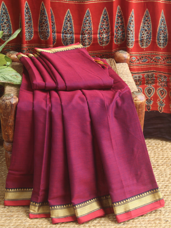 Maroon Narayanpet Mercerized Cotton Saree