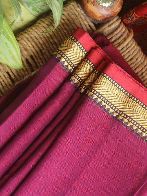 Maroon Narayanpet Mercerized Cotton Saree