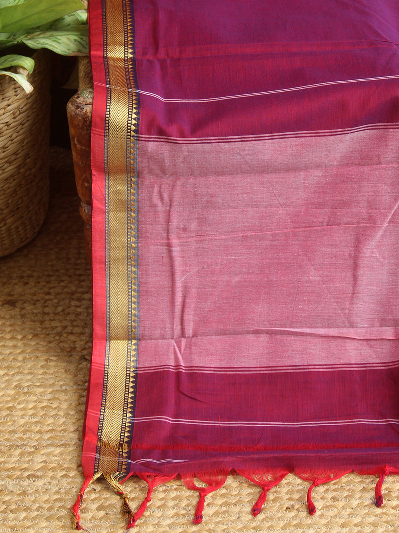 Maroon Narayanpet Mercerized Cotton Saree