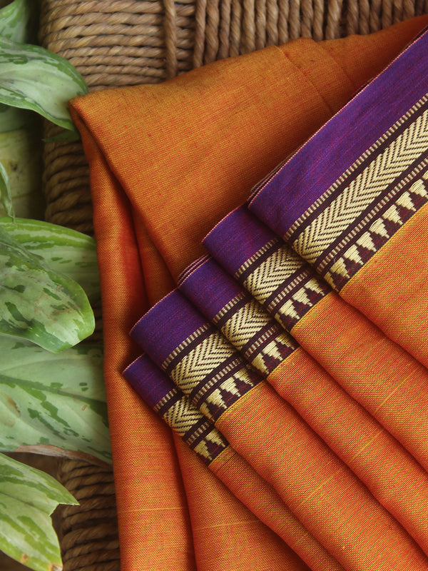 Orange Narayanpet Mercerized Cotton Saree