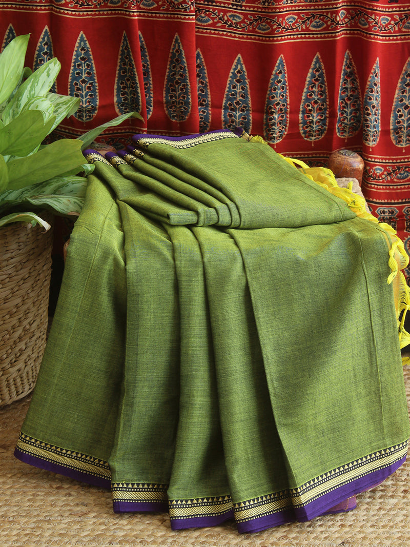 Green Narayanpet Mercerized Cotton Saree