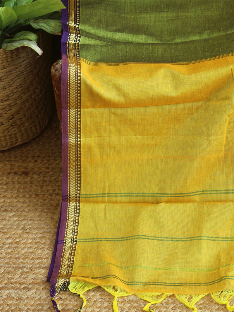 Green Narayanpet Mercerized Cotton Saree