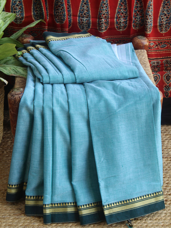 Blue Narayanpet Mercerized Cotton Saree