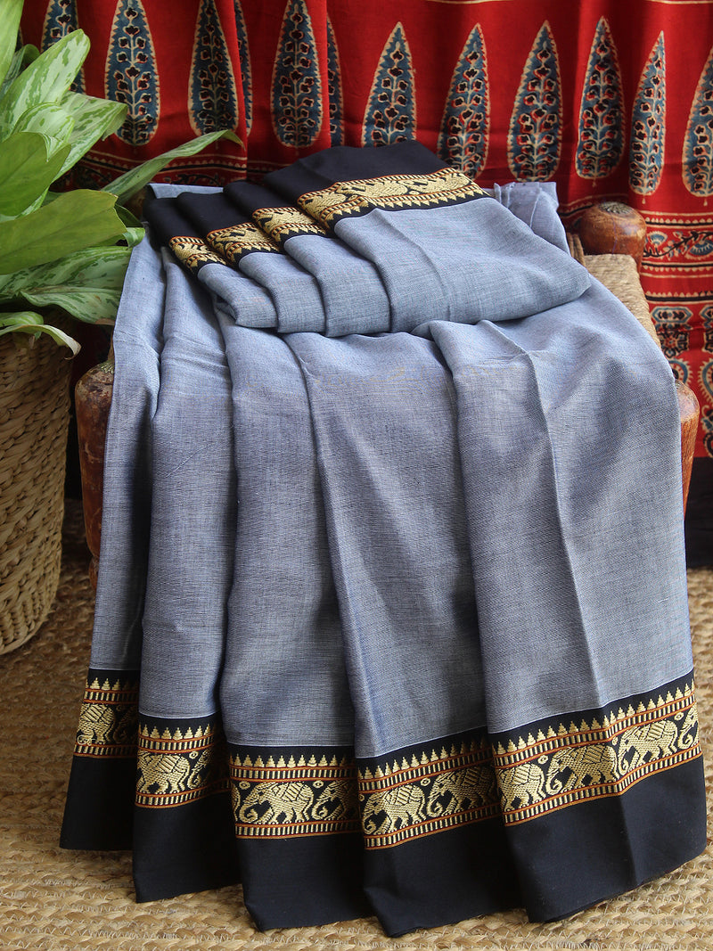 Grey Narayanpet Mercerized Cotton Saree