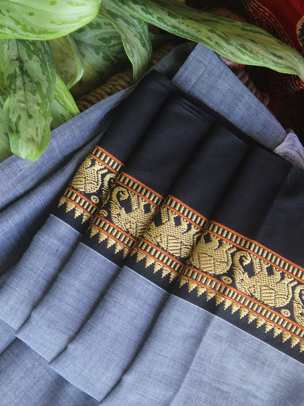 Grey Narayanpet Mercerized Cotton Saree