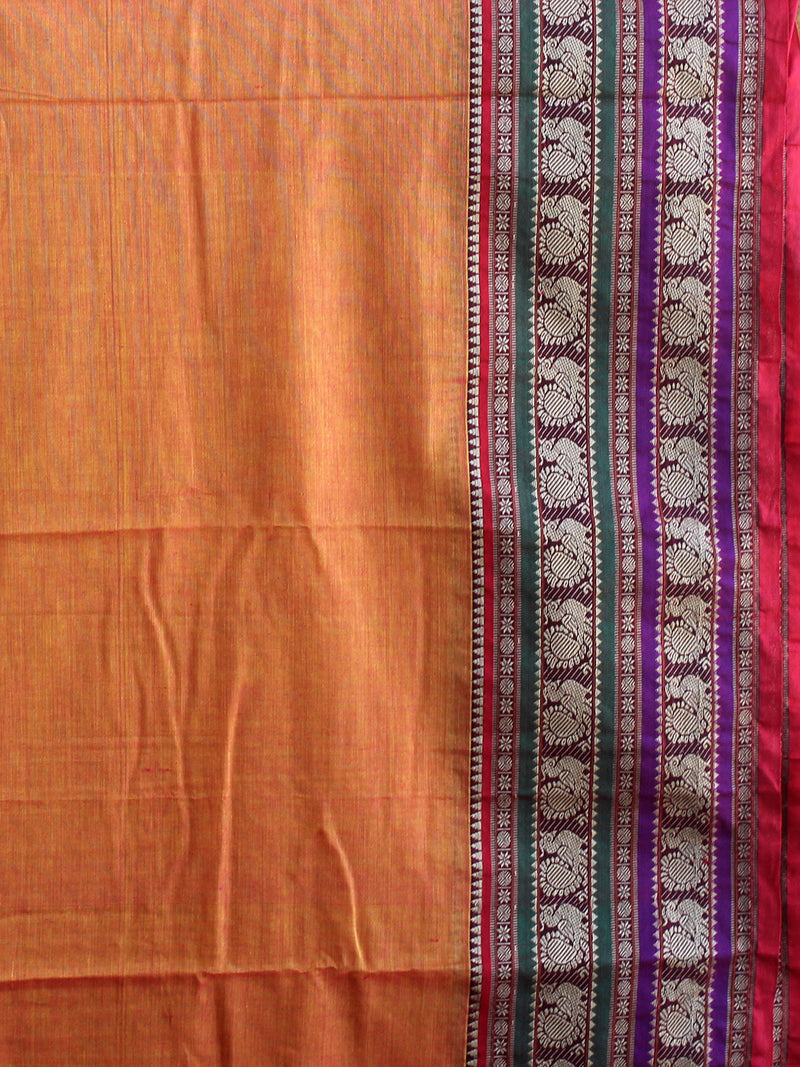 Orange Narayanpet Mercerized Cotton Saree