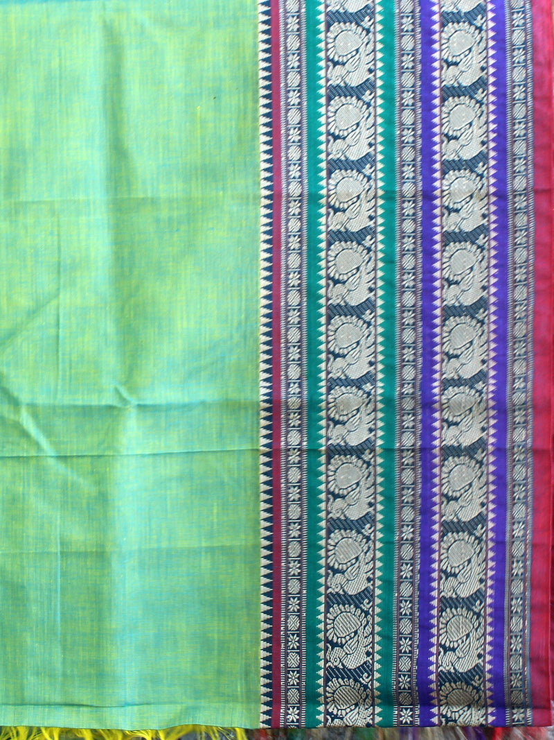 Sea Green Narayanpet Mercerized Cotton Saree