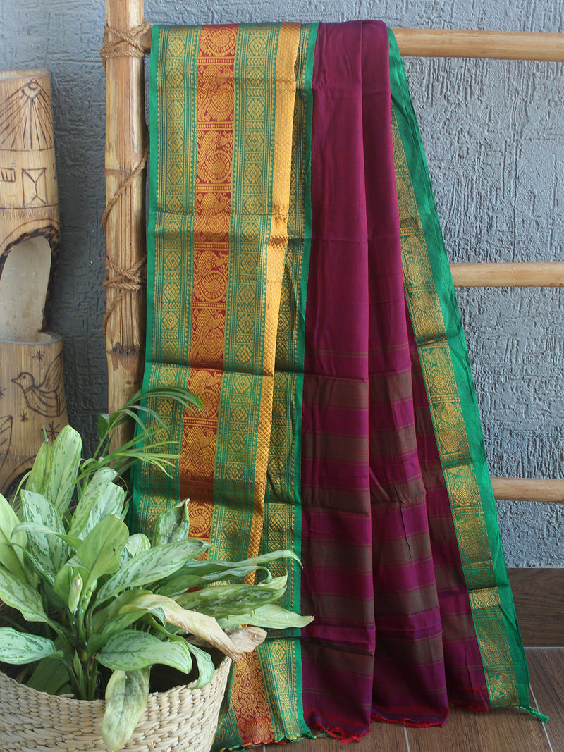 Maroon Narayanpet Mercerized Cotton Saree