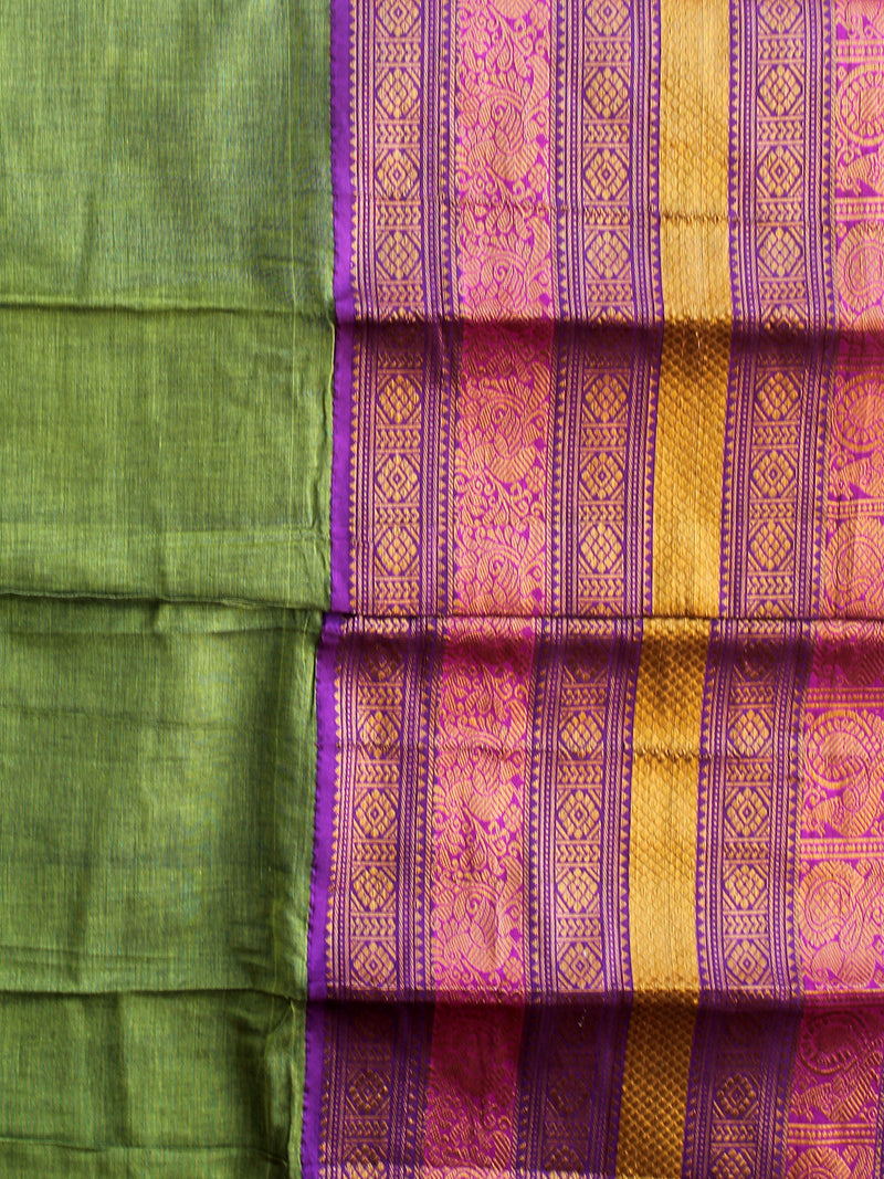 Green Narayanpet Mercerized Cotton Saree