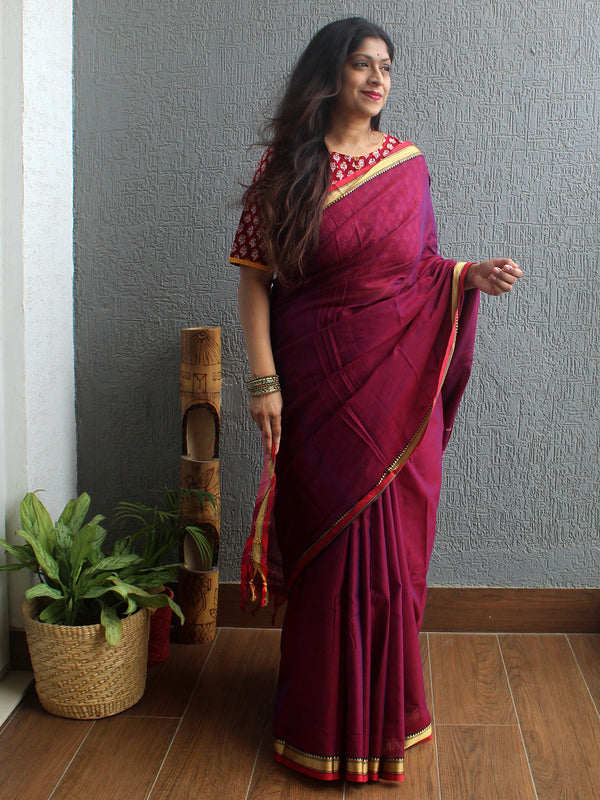 Maroon Narayanpet Mercerized Cotton Saree