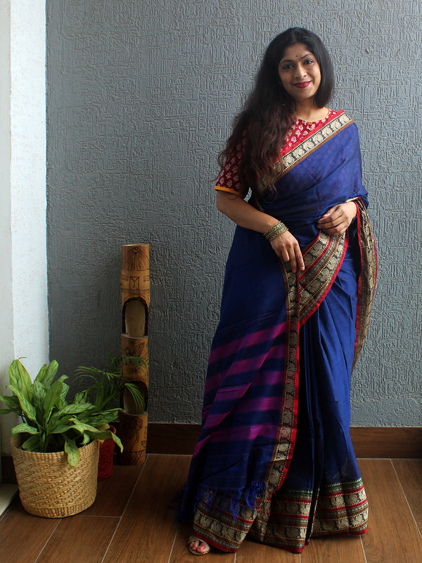 Blue Narayanpet Mercerized Cotton Saree