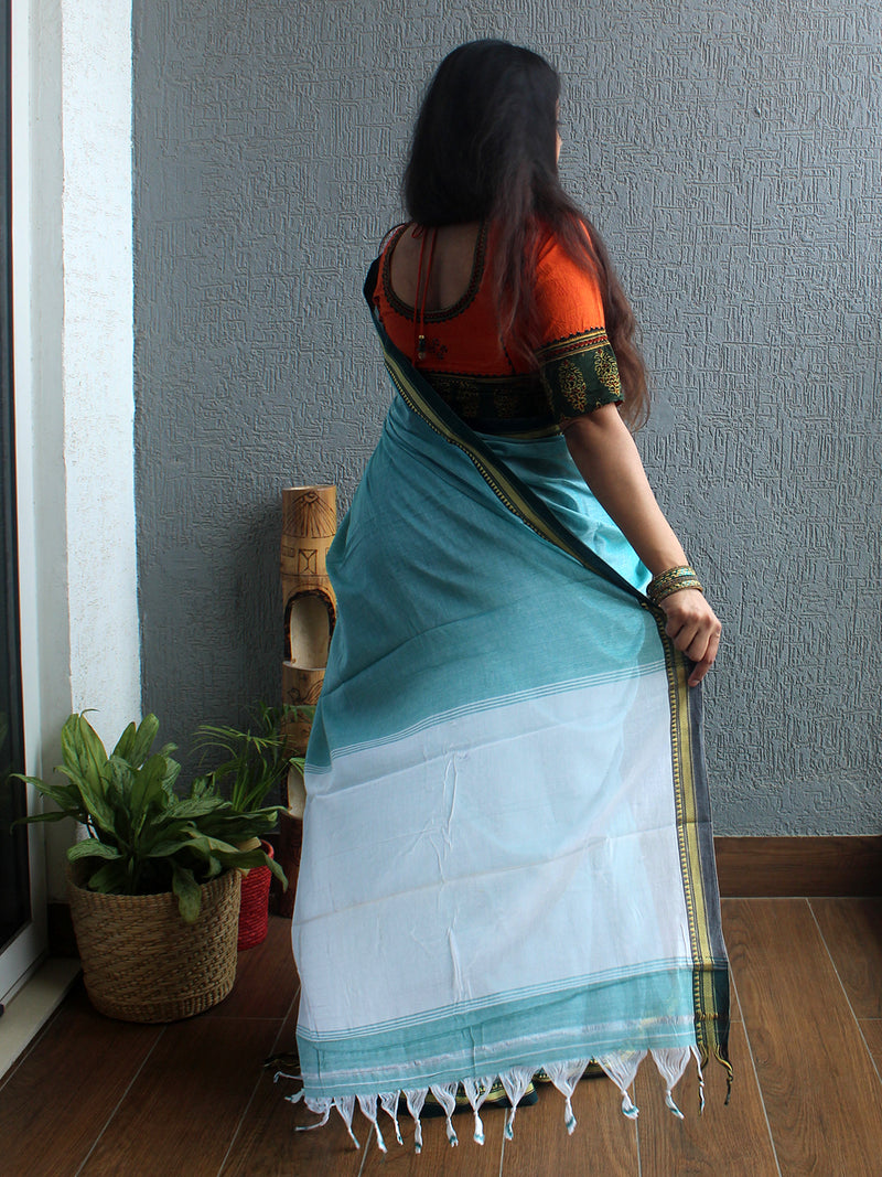 Blue Narayanpet Mercerized Cotton Saree