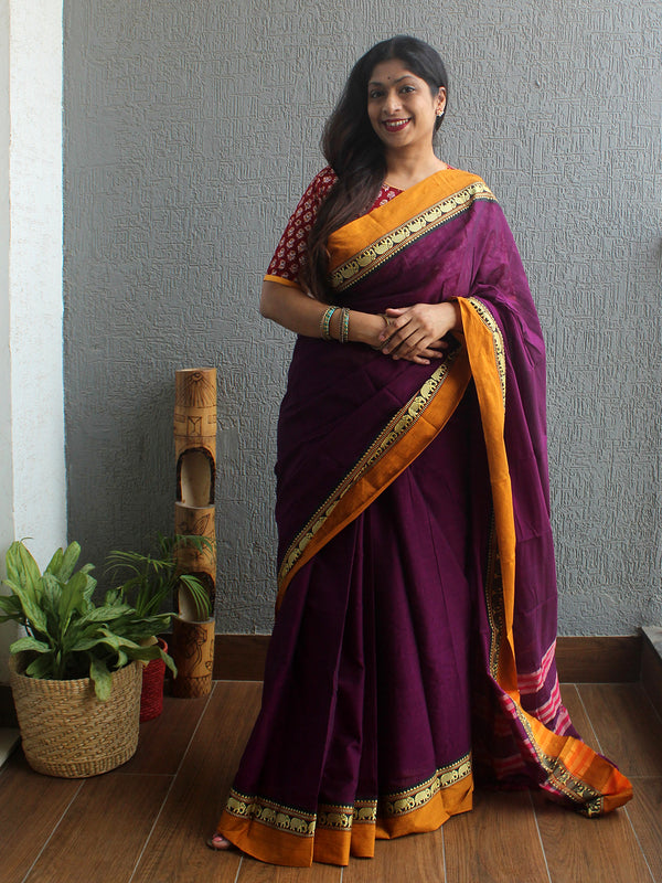 Purple Narayanpet Mercerized Cotton Saree