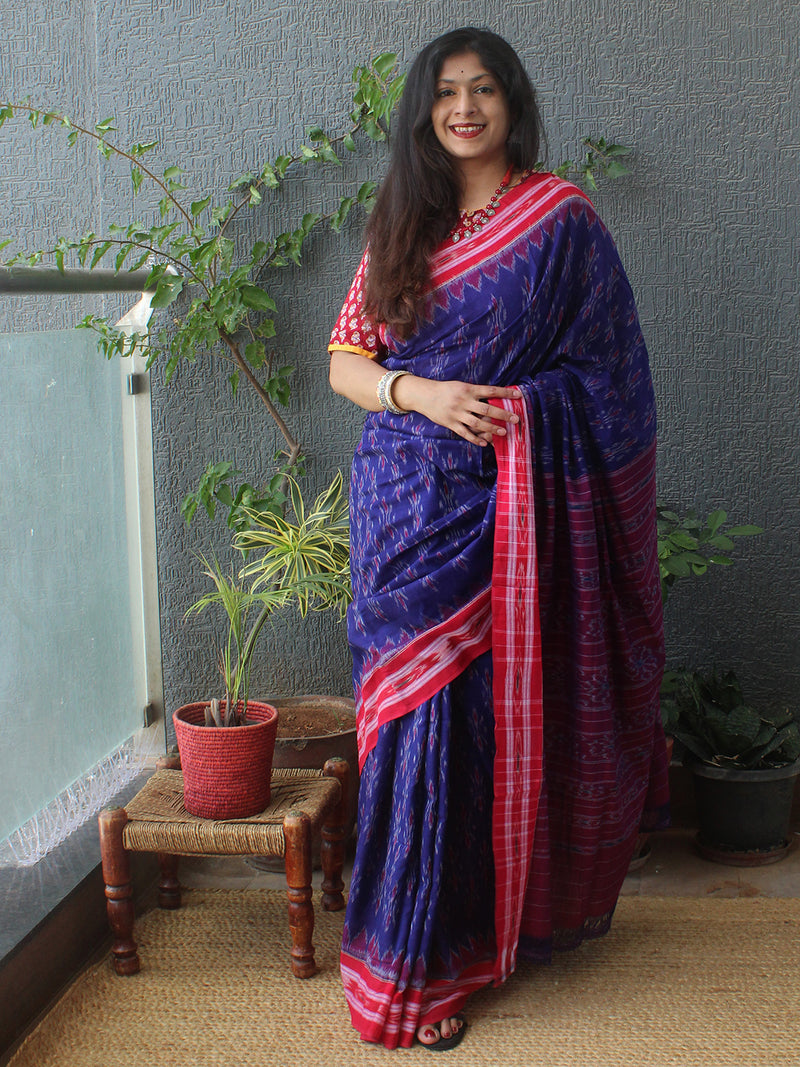 Blue Odisha Ikkat Handloom Cotton Saree