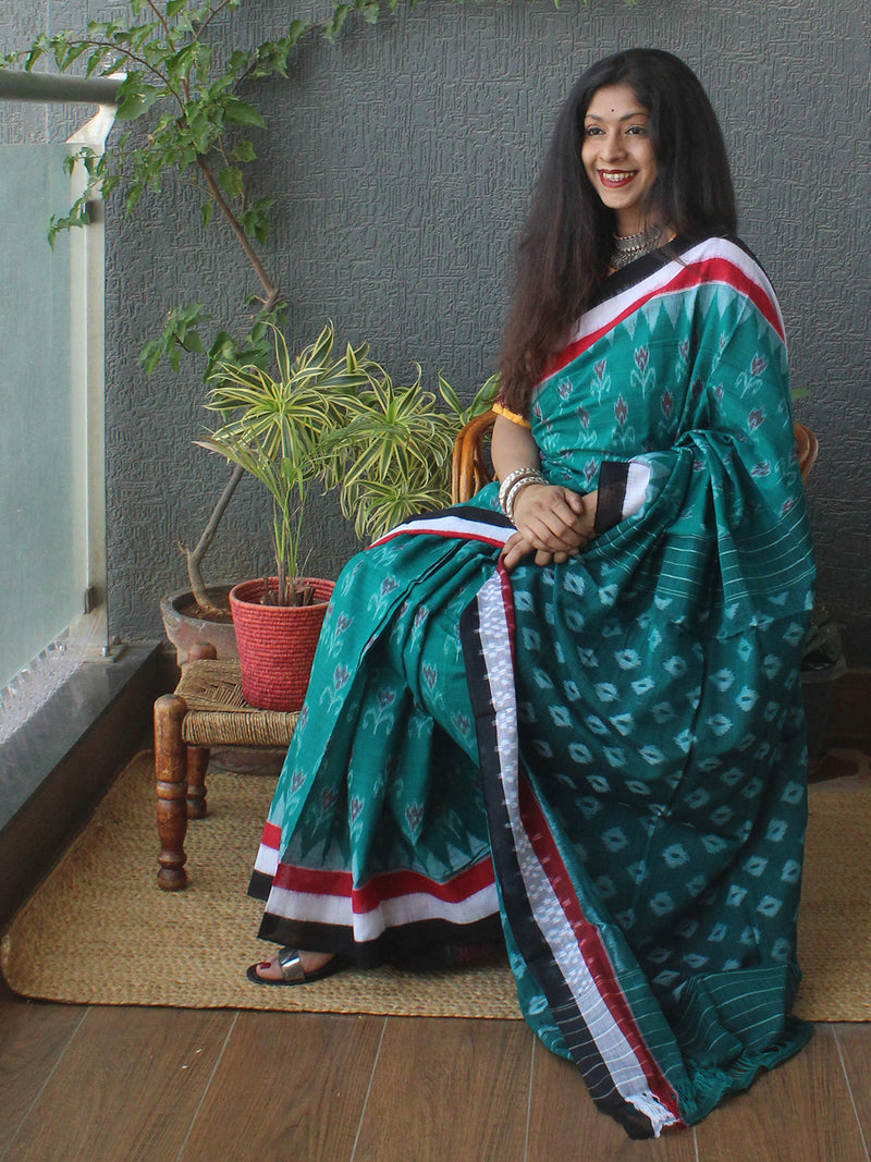 Green Odisha Ikkat Handloom Cotton Saree