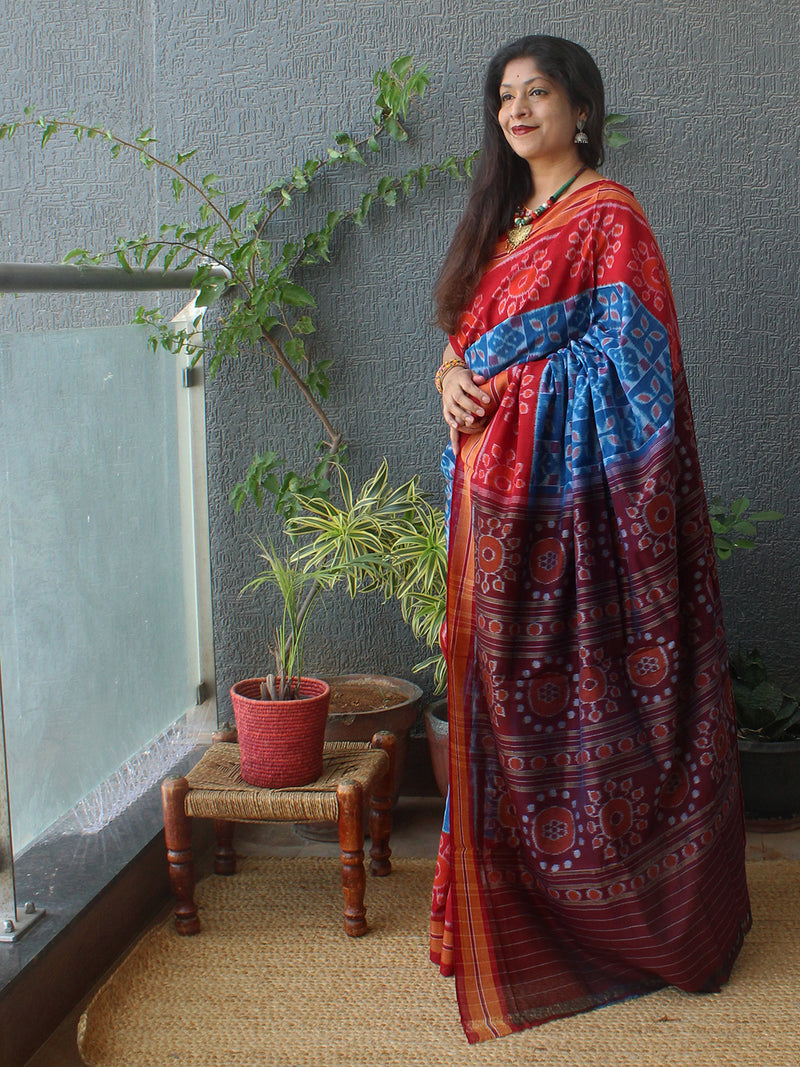 Blue Odisha Ikkat Handloom Cotton Saree