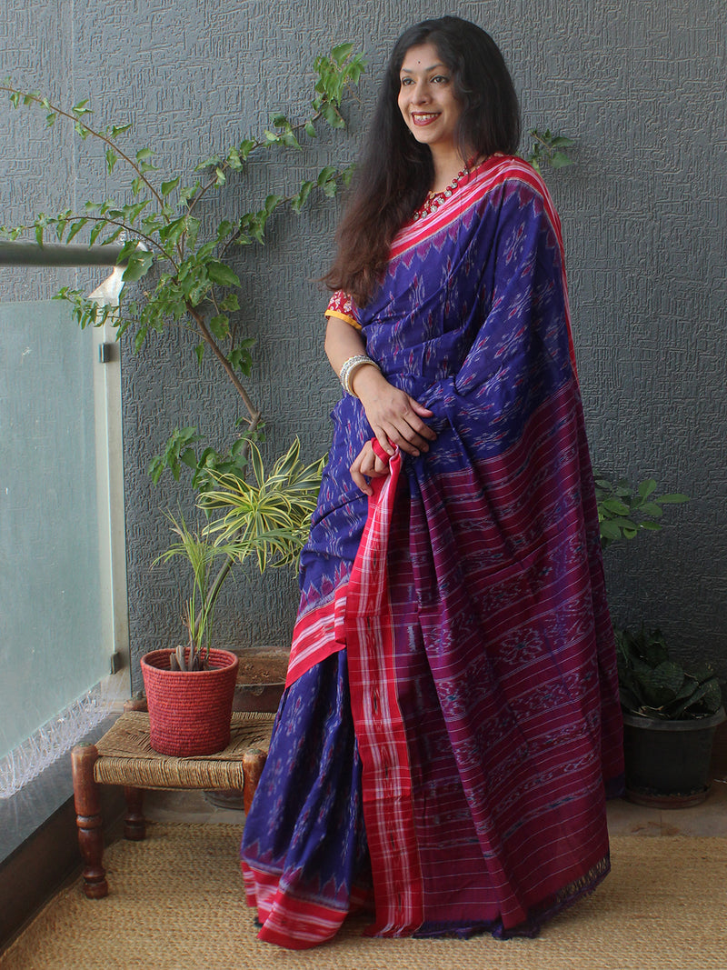 Blue Odisha Ikkat Handloom Cotton Saree