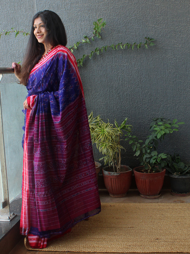 Blue Odisha Ikkat Handloom Cotton Saree