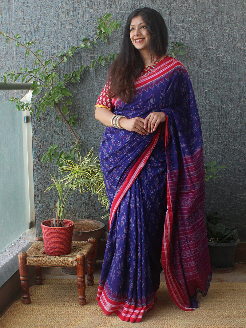 Blue Odisha Ikkat Handloom Cotton Saree