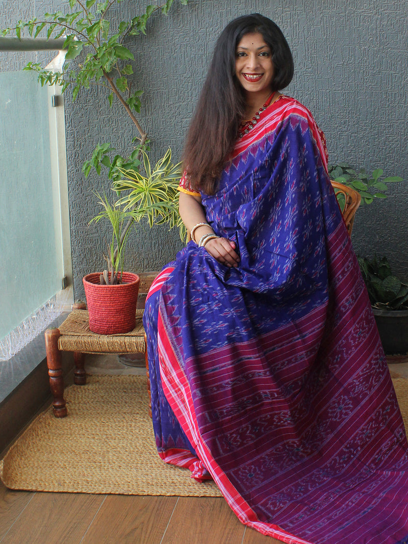 Blue Odisha Ikkat Handloom Cotton Saree
