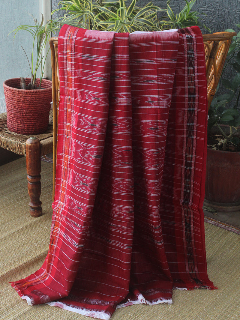 White Odisha Ikkat Handloom Cotton Saree
