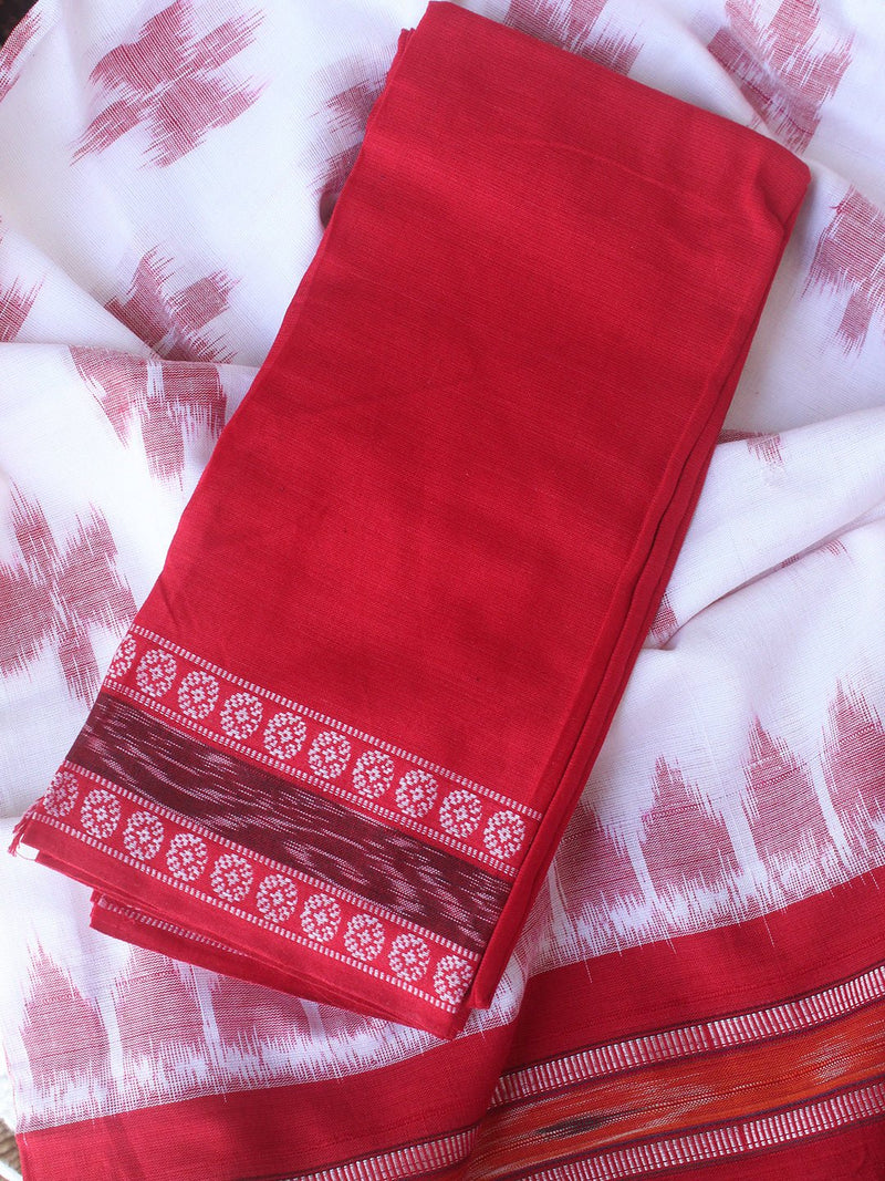 White Odisha Ikkat Handloom Cotton Saree