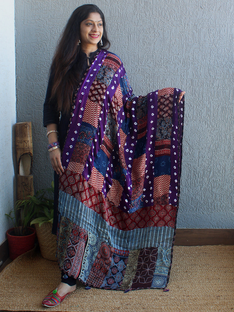 Applique Patchwork Modal Silk Dupatta