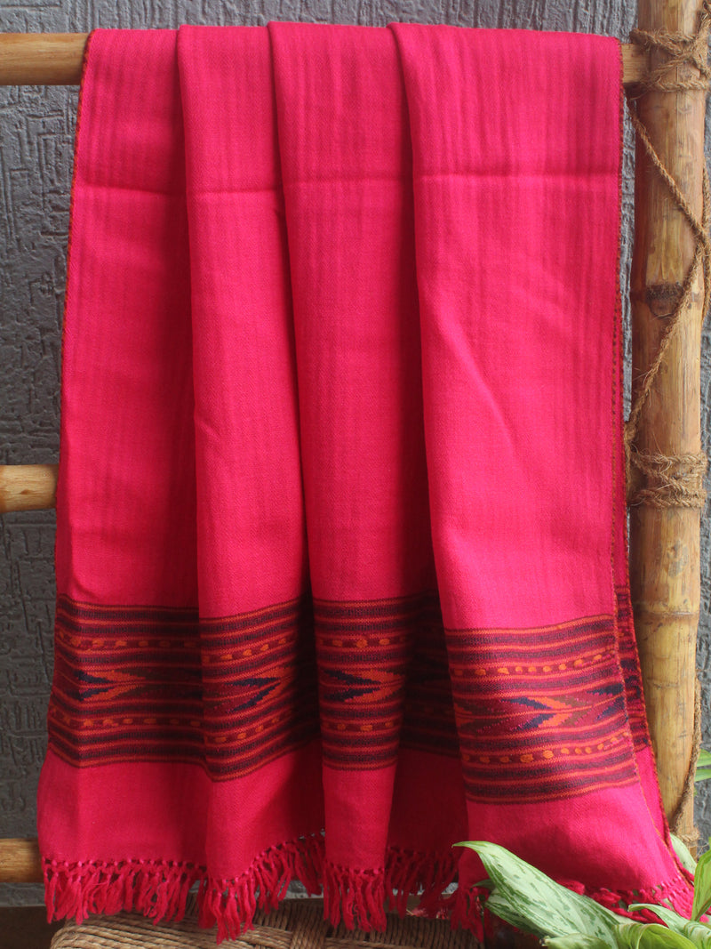 Pink Handloom Pure Wool Kullu Shawl