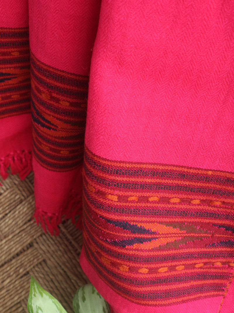 Pink Handloom Pure Wool Kullu Shawl