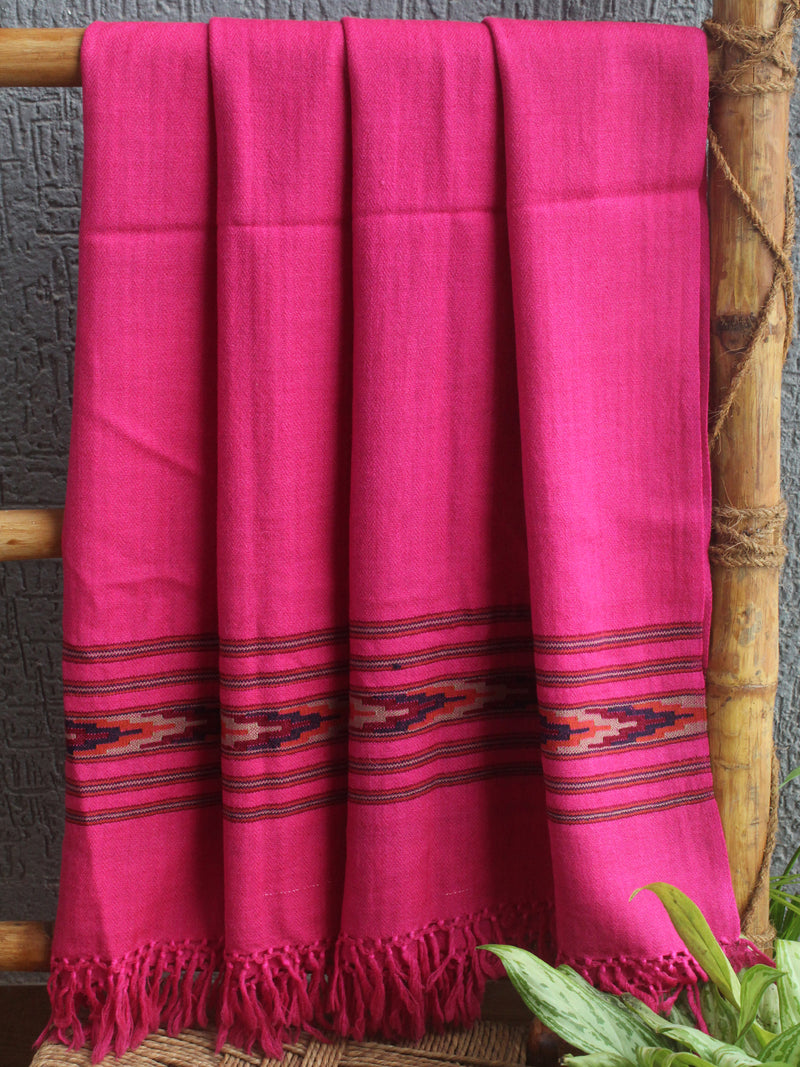 Pink Handloom Pure Wool Kullu Shawl