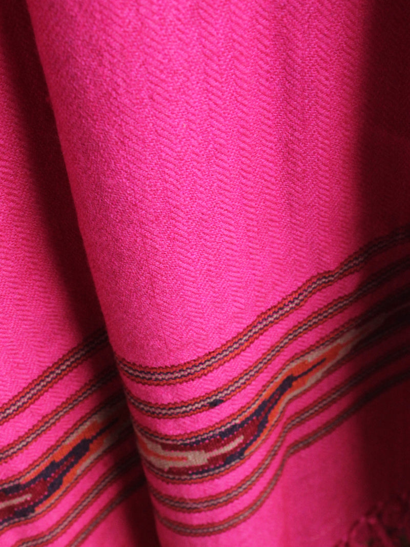 Pink Handloom Pure Wool Kullu Shawl