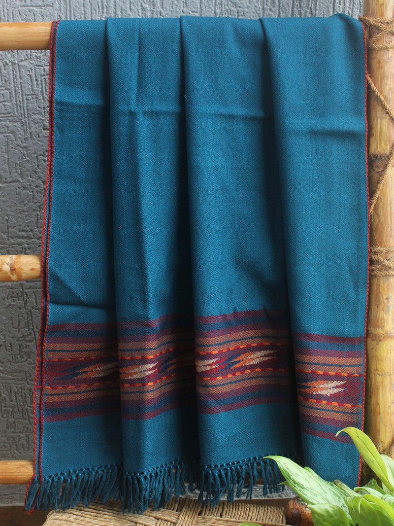 Blue Handloom Pure Wool Kullu Shawl