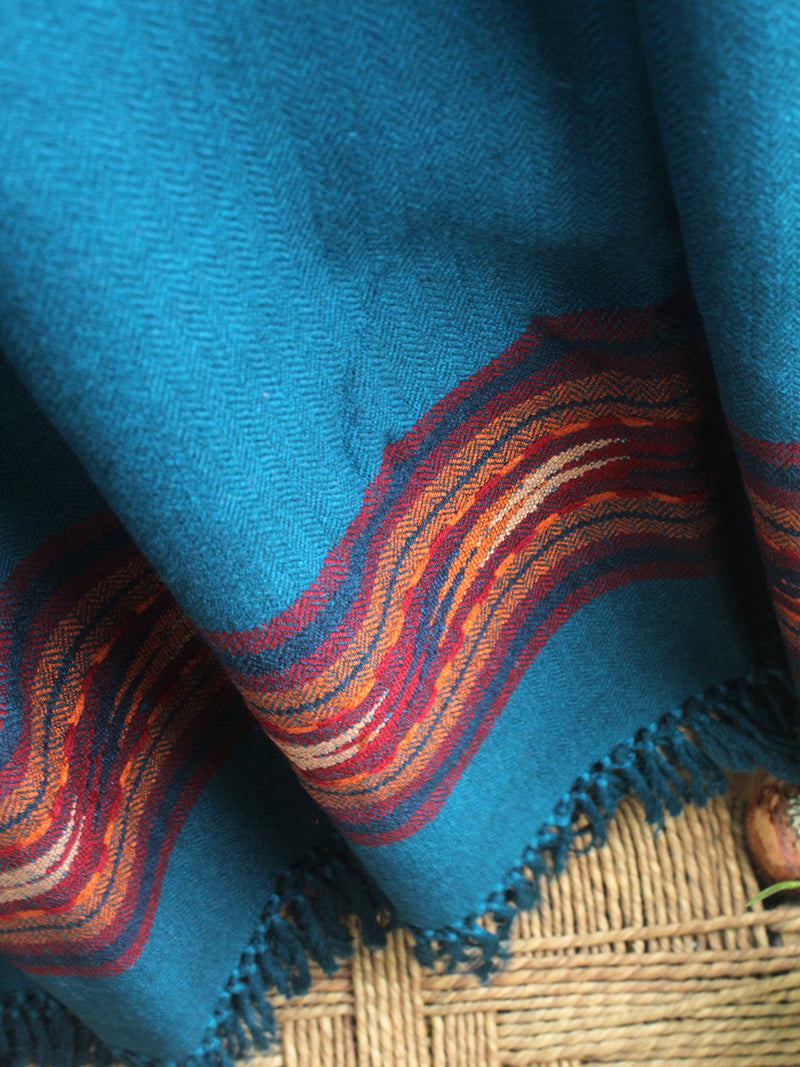 Blue Handloom Pure Wool Kullu Shawl