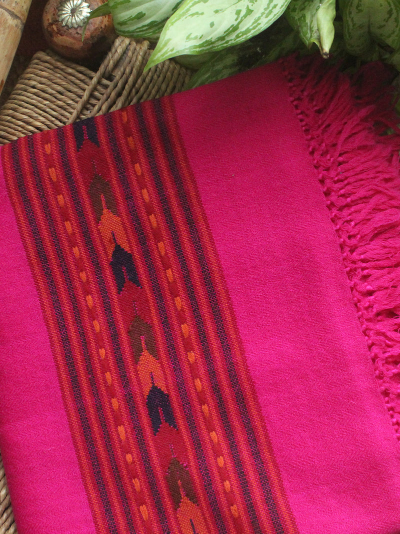 Pink Handloom Pure Wool Kullu Shawl