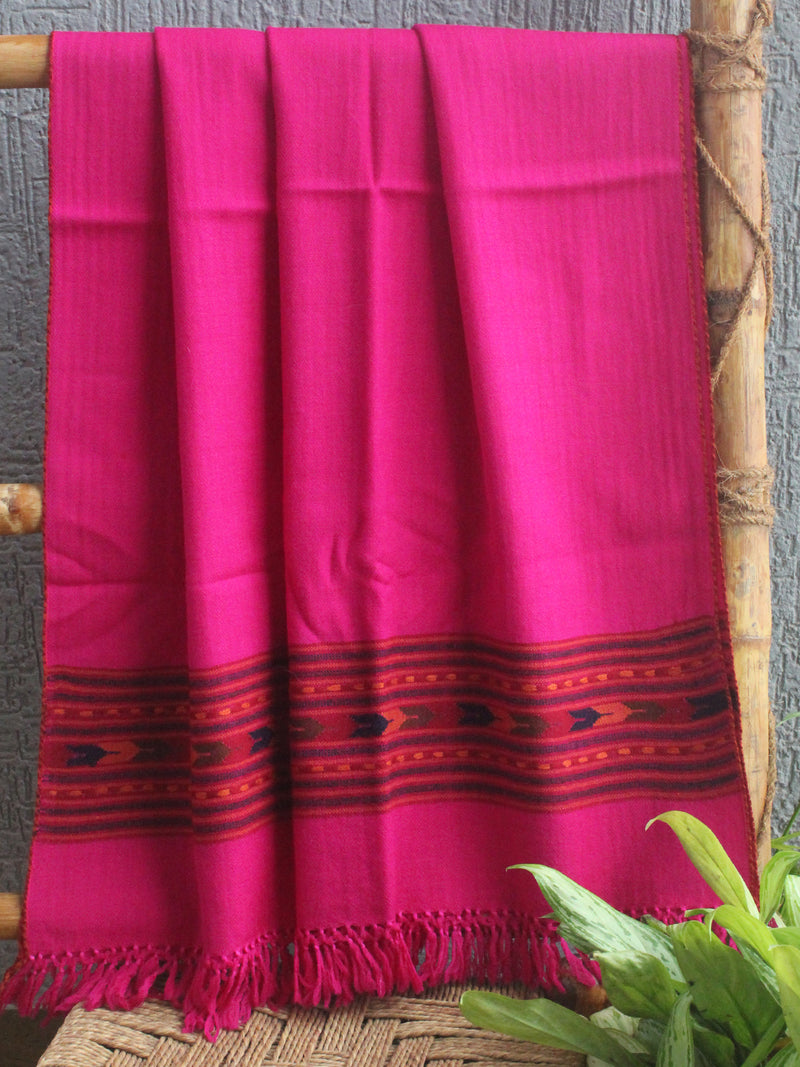 Pink Handloom Pure Wool Kullu Shawl