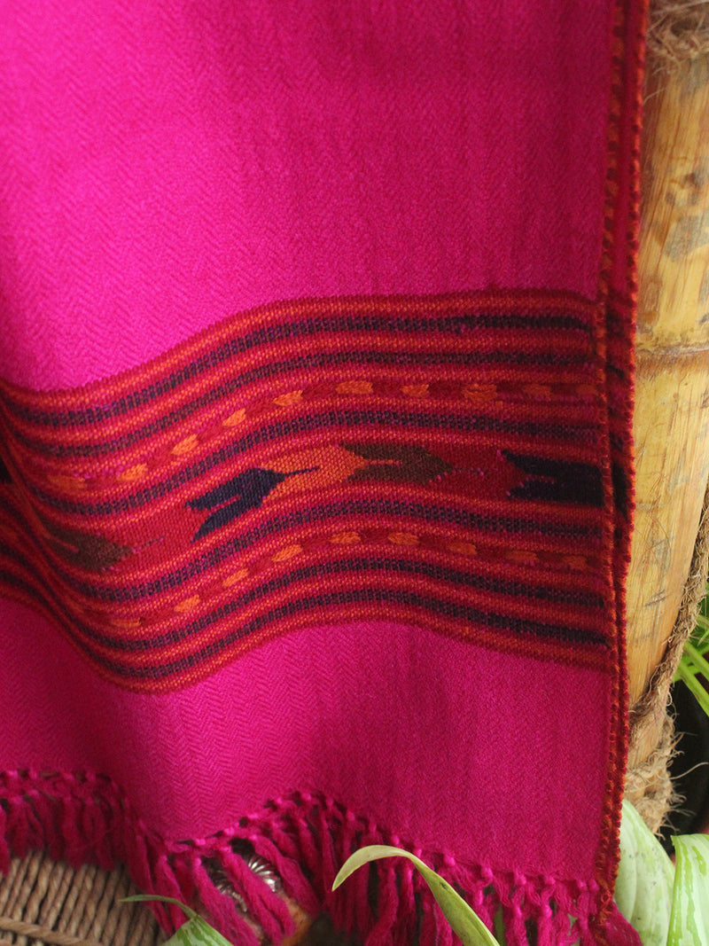 Pink Handloom Pure Wool Kullu Shawl