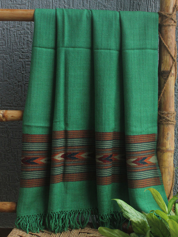 Green Handloom Pure Wool Kullu Shawl