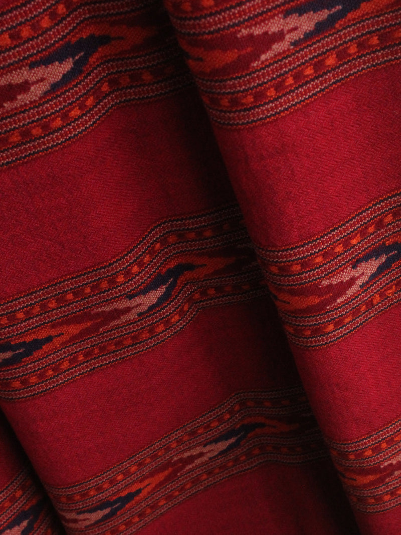 Maroon Handloom Pure Wool Triple Border Kullu Shawl