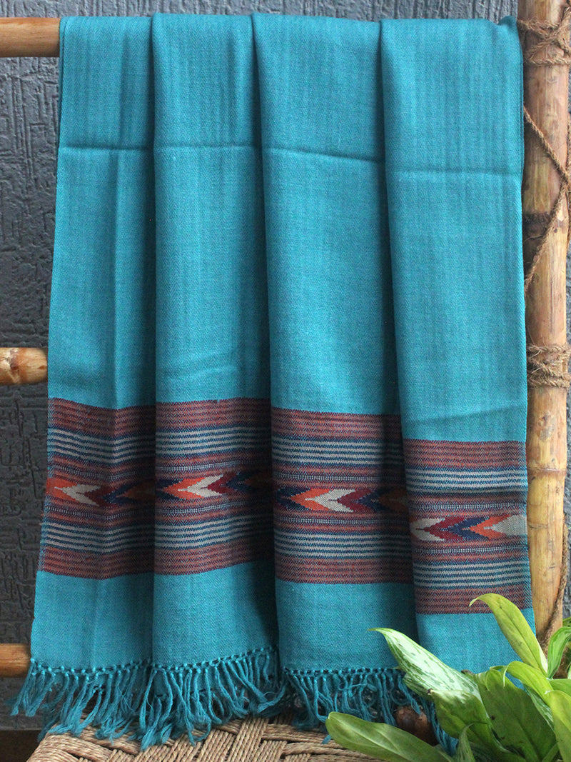 Blue Handloom Pure Wool Kullu Shawl