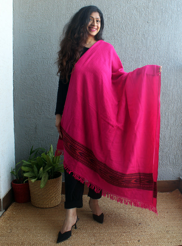 Pink Handloom Pure Wool Kullu Shawl