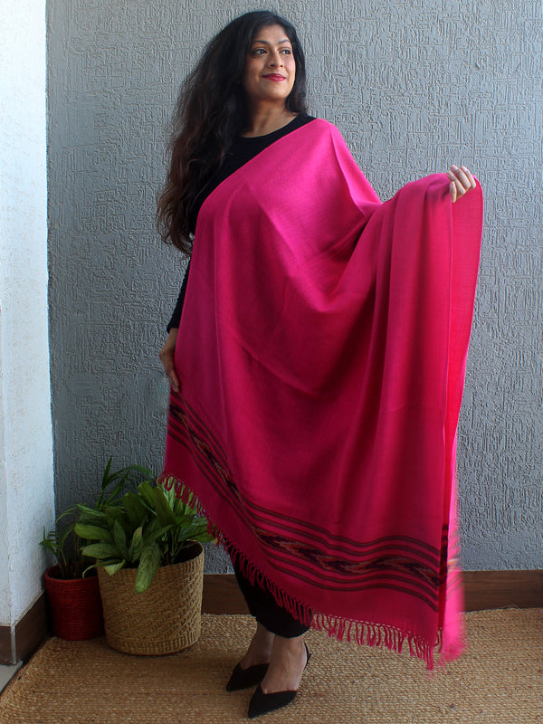 Pink Handloom Pure Wool Kullu Shawl