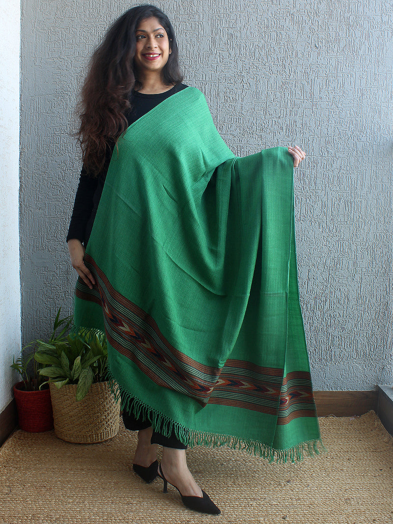 Green Handloom Pure Wool Kullu Shawl