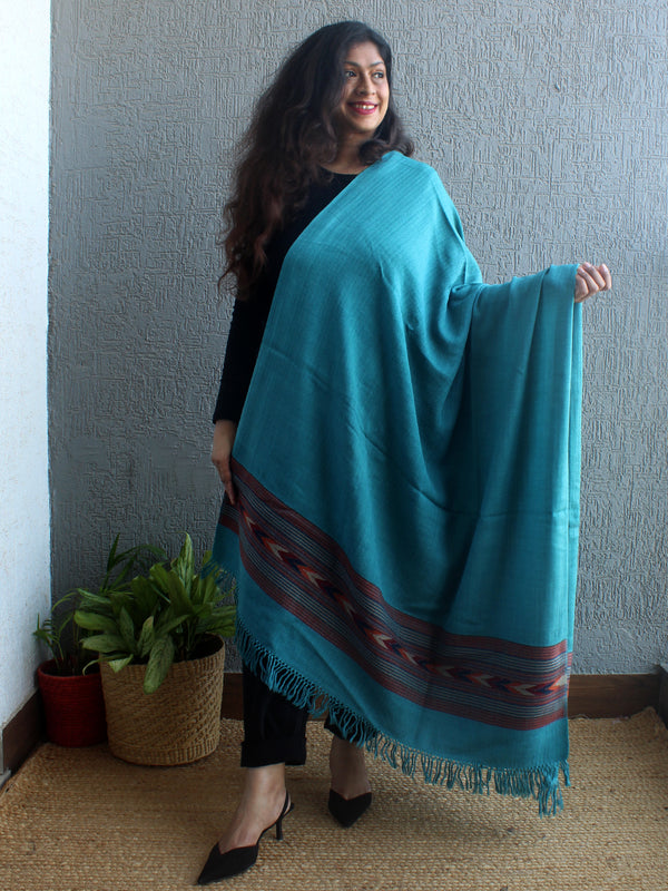 Blue Handloom Pure Wool Kullu Shawl