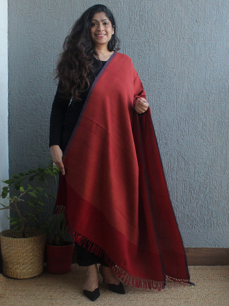 Sunset Red | Red and Yellow Handloom Merino Wool Kumaoni Shawl