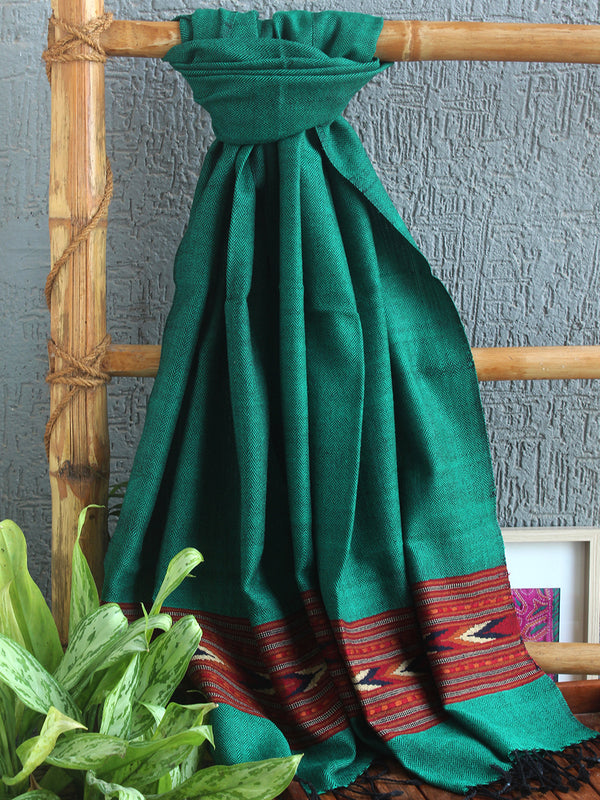 Green Handloom Pure Wool Kullu Stole