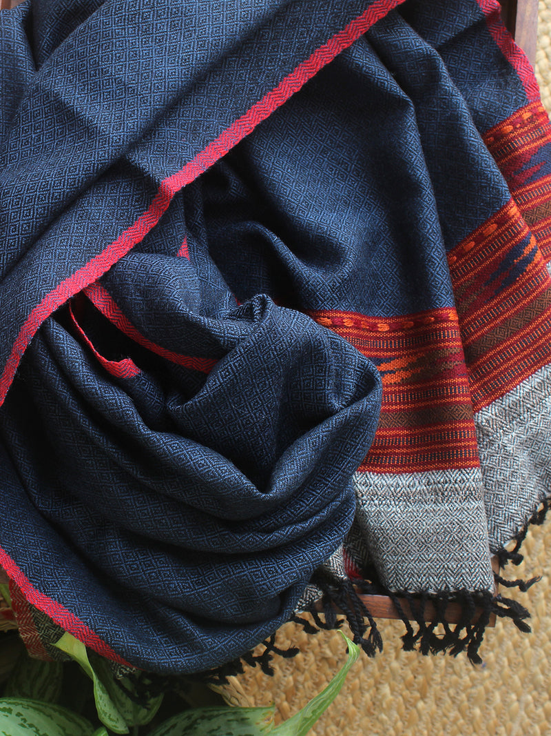 Indigo Handloom Pure Wool Kullu Stole